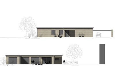 Einfamilienhaus in Gütersloh, Bungalow, Klinker, Flachdach, Zeichnung